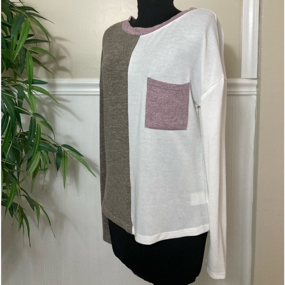 C+D+M Collection EUC Round Neck Color Block Patch Pocket Lightweight Shirt Large - Picture 8 of 14